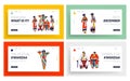 Kwanzaa Celebration Landing Page Template Set. African Characters in National Costumes Playing Drums Royalty Free Stock Photo