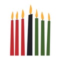 Kwanzaa clip art - seven long kinara candles - red, black, green. Cute simple clipart for African American Kwanzaa Royalty Free Stock Photo