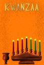 Kwanzaa. Concept of an African American festival in the United States. Kinara - wooden candle holder and 7 candles of traditional Royalty Free Stock Photo