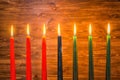 Kwanzaa festival concept with seven candles red, black and green