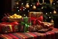 a kwanzaa gift table with hand-wrapped presents