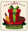 Kwanzaa Gift with Traditional Unity Cup and Corn, Vector Illustration