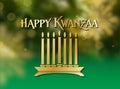 Kwanzaa holiday celebration graphic background in greens and golds