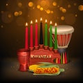 Kwanzaa Kinara Background Colorful Composition Poster