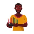 kwanzaa man with kinara Royalty Free Stock Photo