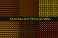 Kwanzaa seamless pattern. Abstract geometric background. Set of 6 vector patterns. Perfect for wrapping paper, fabric