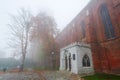 Kwidzyn Cathedral in foggy weather Royalty Free Stock Photo