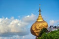 Kyaikhtiyo Pagoda In the morning, blue skies with beautiful clouds, many tourists come to watch the sunrise