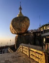 Kyaiktiyo Pagoda also known as Golden Rock at sundown, Mon State, Myanmar