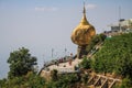 Kyaiktiyo Pagoda also known as Golden Rock, under midday heat,, Mon State, Myanmar