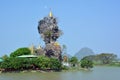 Kyauk Kalap Kyaut Ka Lat budddhist temple in Hpa-An, Myanmar.