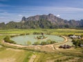 Aerial shot of buddhist Kyauk Kalap Pagoda