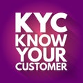 KYC - Know Your Customer acronym, business concept background