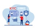 KYC or know your customer with business verifying the identity of its client\'s concept