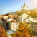 Kyiv in autumn, view of Andriyivsky Royalty Free Stock Photo