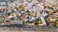 Kyiv cityscape aerial drone view, downtown and Podol district skyline from above, city of Kiev, Ukraine