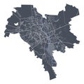 Kyiv Kiev map. Detailed map of Kyiv Kiev city poster with streets. Cityscape vector