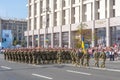 A unit of the Armed Forces of Ukraine marches in a military parade in honor of the Independence Day of Ukraine. Royalty Free Stock Photo