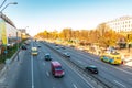 KYIV, KIEV, UKRAINE - November 10, 2020: movement of passenger, freight and light transport along Pobedy Victory Avenue.