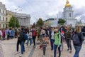 Kyiv, Kiev / Ukraine - September 20 2019 - People with banners protest as part of a climate change march.