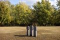 Kyiv. Kyiv region. Ukraine. 13.10.2023. Stone tombstones in the German cemetery in the fall. Beautiful German cemetery near Kyiv. Royalty Free Stock Photo