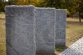 Kyiv. Kyiv region. Ukraine. 13.10.2023. Stone tombstones in the German cemetery in the fall. Beautiful German cemetery near Kyiv. Royalty Free Stock Photo