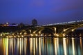 Kyiv Metro bridge at night. Ukraine