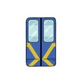 Kyiv Metro Train Doors Vector Illustration isolated on white background. Blue underground automatic doors.