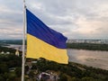 Kyiv - National flag of Ukraine. Aerial view. Kiev