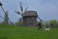 Traditional Ukrainian windmill located in the Museum of Folk Royalty Free Stock Photo