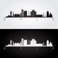 Kyiv skyline and landmarks silhouette