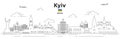 Kyiv cityscape line art vector illustration