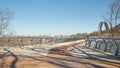 Pedestrian and bicycle bridge across Saint Volodymyr descent in Kyiv, Ukraine.