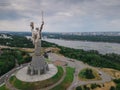 Aerial view of the Motherland Monument in Kyiv, Ukraine