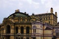 Close-up view of the facade of famous Kyiv National Opera The Taras Shevchenko Ukrainian National Opera House