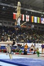 Female gymnast performing during Stella Zakharova Artistic Gymnastics Ukraine international Cup