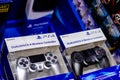 Kyiv, Ukraine - April 12, 2019: Playstation  Dualshock 4 Controllers for sale Royalty Free Stock Photo