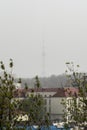 Kyiv TV tower during dust storm in Kyiv on 16 april