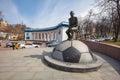 Valeriy Lobanovskyi monument near Dynamo Stadium in Kyiv