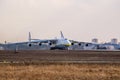 Kyiv, Ukraine - April 3, 2018: The world s largest aircraft, the Mriya Antonov An-225 cargo plane, prepares to take off