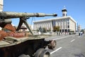 Kyiv, Ukraine - Aug. 26, 2022: Parade of broken military weapons of russian troops in Kyiv. Ukraine&#s Independence