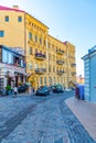 KYIV, UKRAINE, AUGUST 28, 2019: Colorful houses at Andriyivsky Uzviz street in Kiev, Ukraine Royalty Free Stock Photo