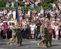 A column of Ukrainian soldiers Veterans of the anti-terrorist operation at the celebration of 30 years of independence of Ukraine