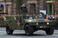 KYIV, UKRAINE - AUGUST 24, 2016: Military parade in Kyiv, dedicated to the Independence Day of Ukraine. Ukraine celebrates 25th an Royalty Free Stock Photo