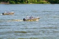 Two police motor boats take part in military parade. UMS 600 DC AL Royalty Free Stock Photo