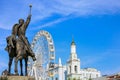 Kyiv, Ukraine - August, 2019: Monument to Peter Sagaidachny in Kiev. Contract area. Beautiful patriotic photo in Ukraine