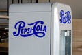 Kyiv, Ukraine - August 06, 2021: Pepsi-Cola logo on the refrigerator