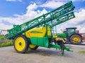 Kyiv, Ukraine - August 24, 2020: Pneumatic trailer Pneumatic seed loader John Deere 1910