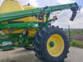 Kyiv, Ukraine - August 24, 2020: Pneumatic trailer Pneumatic seed loader John Deere 1910