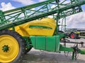 Kyiv, Ukraine - August 24, 2020: Pneumatic trailer Pneumatic seed loader John Deere 1910